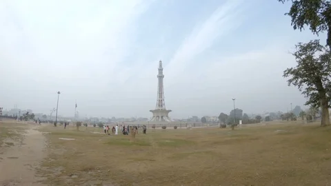 View of Minar-e-Pakistan in Lahore Pakistan Stock Footage 99500049