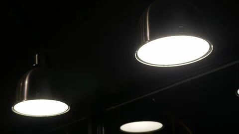 View to minimal design style light bulb lamp in dark room for minimal desig.. Stock Footage 258750437