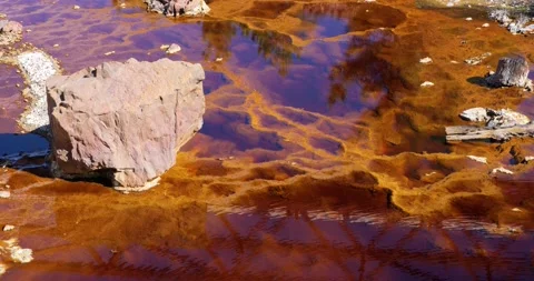 View of Mining activity. Polluted river and water. Apocalypse scenery Stock Footage 223689965