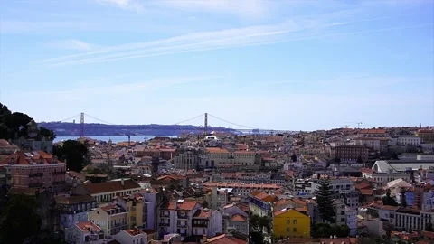 View of Mirador da Senhora do Monte in Lisbon, Portugal Stock Footage 242350413