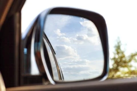 View on the mirror of  the car Foto stock