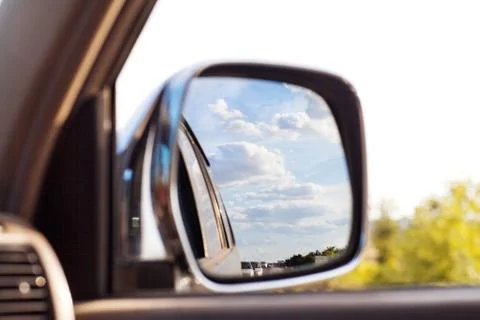 View on the mirror of  the car Stock Photos