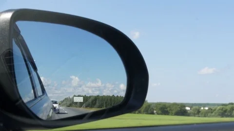 View Mirror Driving Car Nature Road Stock Footage