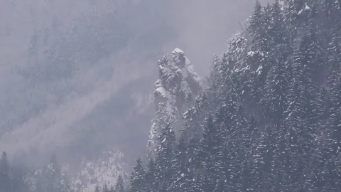 View of the Mnich from Oblaz in the winter atmosphere. Stock Footage 83156074