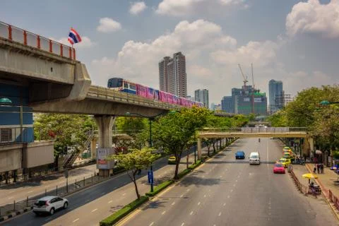 View from Mo Chit Skytrain Station in Bangkok Stock Photos