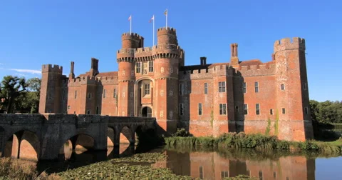 View of a moated brick castle in Southern England Video stock 68579009