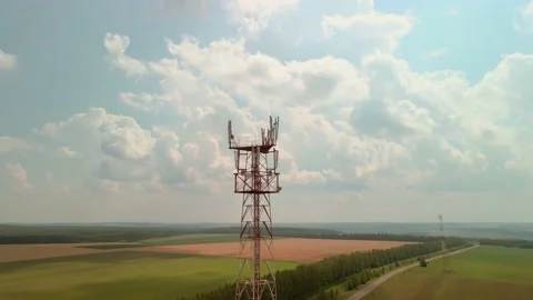 View of the mobile tower from a quadroco... | Stock Video | Pond5