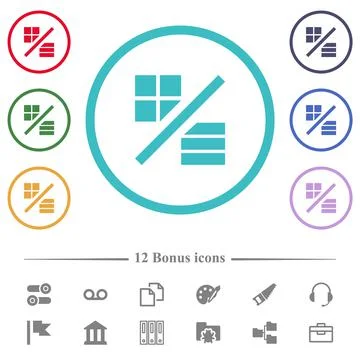 View mode flat color icons in circle shape outlines Illustrazione stock