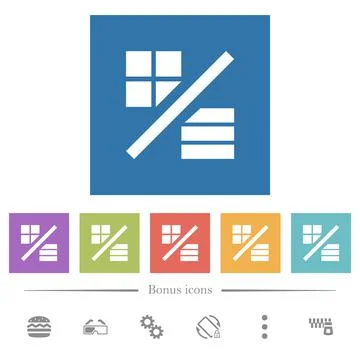 View mode flat white icons in square backgrounds 스톡 일러스트