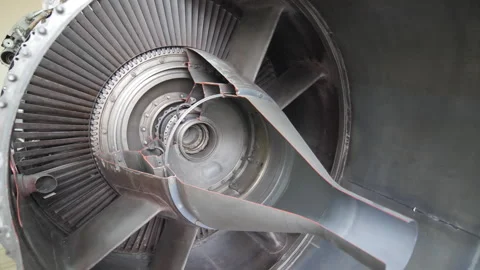 View Of Model Of Gas Turbine Engine Planes In The Section Stock Footage 315576035