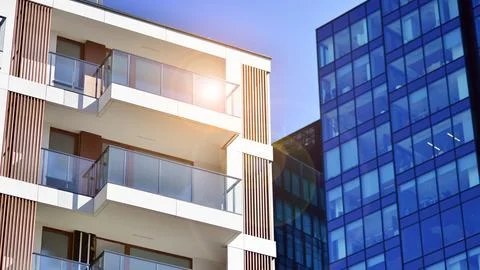 View of an modern apartment building Stock Photos
