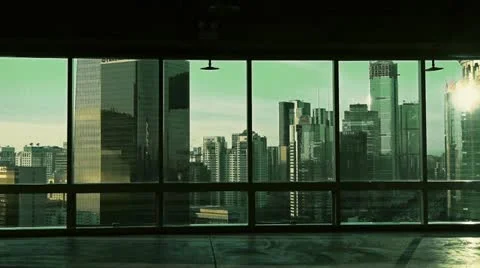 View modern architecture from building window in Beijing,sun. Vídeos de archivo 21927875