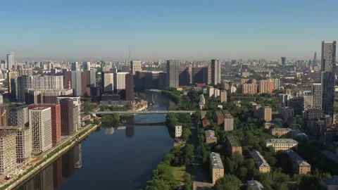 View of a modern developing modern city. modern houses on the embankment of the Stock Footage 156260447