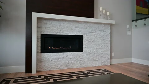 View of Modern fireplace Stock Footage 171298883