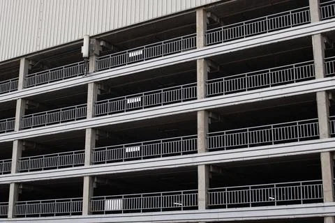 View of the modern multi-level parking closeup Stock Photos