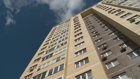 View of modern multistorey building facade Video stock 135543601