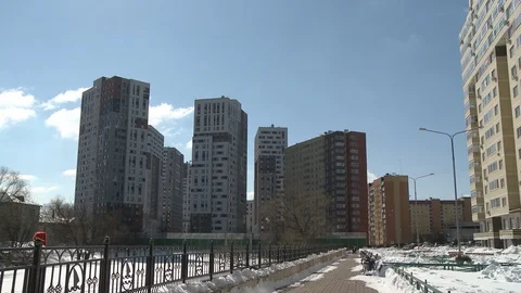 View of modern multistorey district Stock Footage 107814317