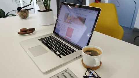 View of modern office place with computer 動画素材 122556173