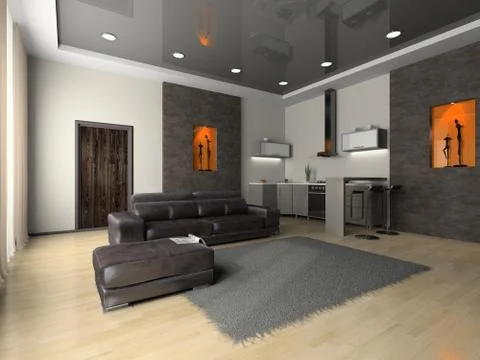 View on the modern room Stock Illustration