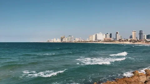 View of the modern Tel Aviv from old city Jaffa Stock-Footage 82589625