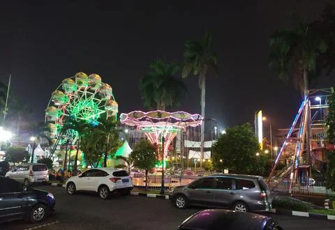 The view of modern theme park in front of a shopping mall in Bekasi Indonesia Stock Photos
