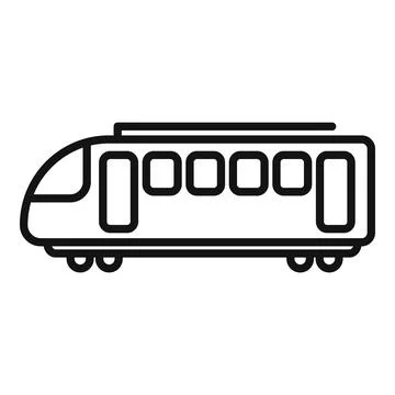 View modern tram icon outline vector. High speed move Stock Illustration
