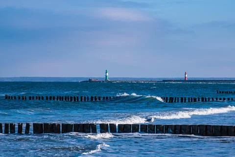 View to the Mole in Warnemuende, Germany Stock Photos
