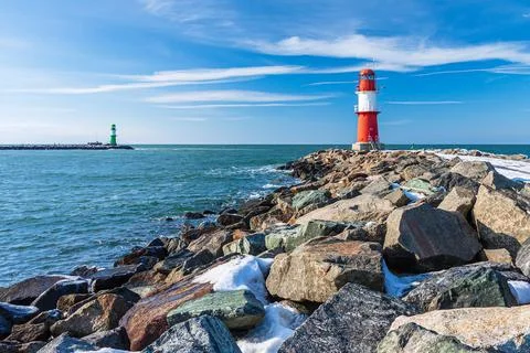View to the Mole in Warnemuende, Germany Stock Photos