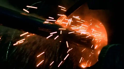 View Of Molten Metal Flowing Stock Footage 78239644