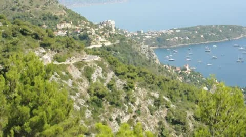 View of Monaco and many yachts in the bay Stock Footage 12466318