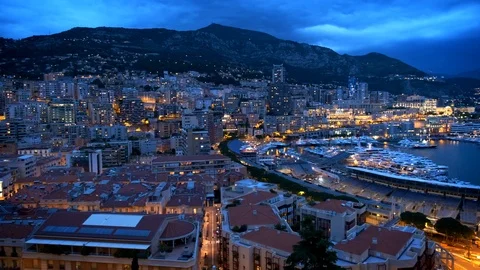 View of Monaco in the night Stock Footage 107715828
