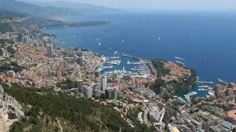 View of Monaco from "Tete de chien" mountain, Cote d'Azur (Azure Coast) Stock Footage 227144484
