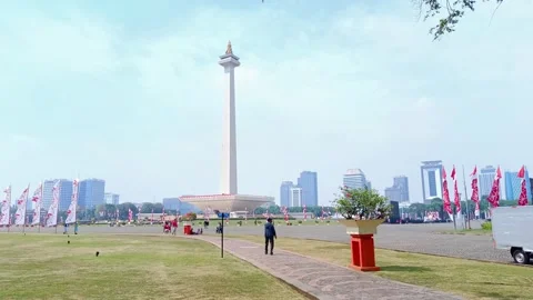 View of the Monas statue Stock Footage 282242096