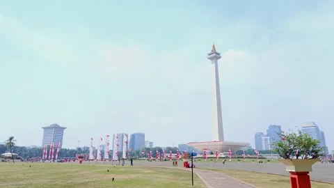 View of the Monas statue Stock Footage 282242150