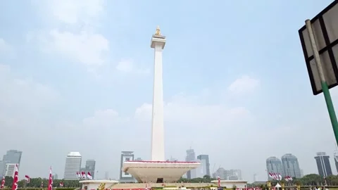 View of the Monas statue Stock Footage 282242352