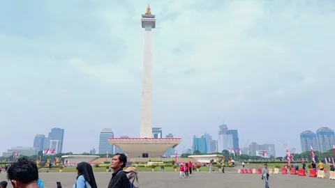 View of the Monas statue Stock Footage 282242367