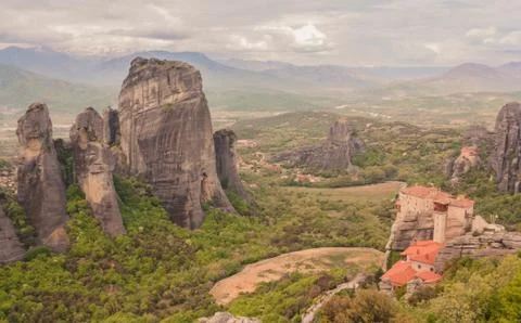 View of Monasteries of Meteora Stock Photos