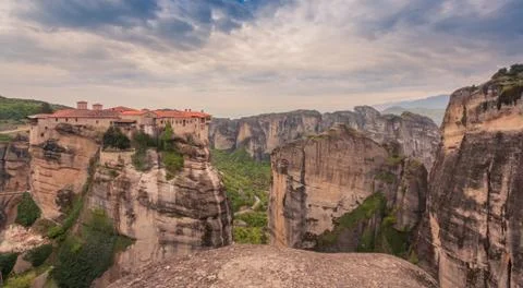 View of Monasteries of Meteora Fotos de archivo