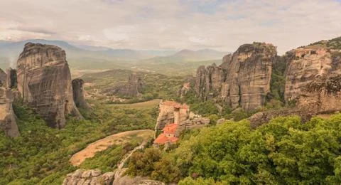 View of Monasteries of Meteora Fotos de archivo