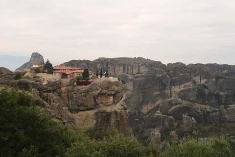View onto the Monastery of the Holy Trinity from a distance Stock Photos