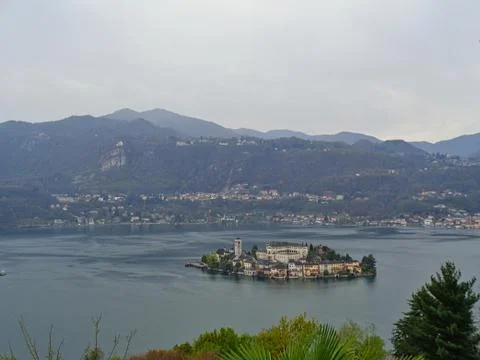 View to a monastery on an island Stock Photos
