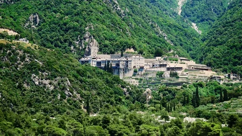View of the Monastery on Mount Athos, Greece Stock Footage 93592952