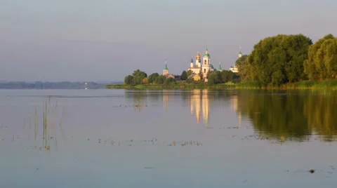 View of the Monastery of St. Jacob Saviour and Nero lake Stock Footage 41808081