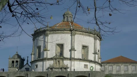 View of the monasterys stone facade under a clear blue sky. Stock Footage 327624862