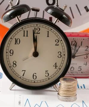 View of the money financial charts in function of time Stock Photos