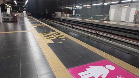 View at the monorail train station, during night hour, Stock Photos