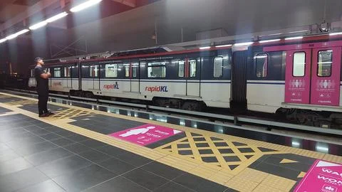 View at the monorail train station, during night hour, Stock Photos