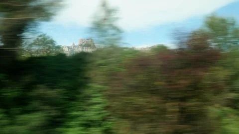 View of Monserrat mountain from window of moving touristic bus. Stock Footage 115322205
