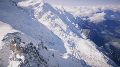 View of Mont Blanc and the Comisques ridge on the way up Stock Footage 292730200