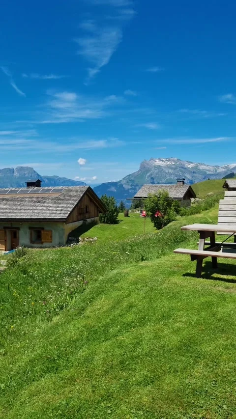 View of Mont Blanc from Charousse, Les Houches, France Stock Footage 284658626